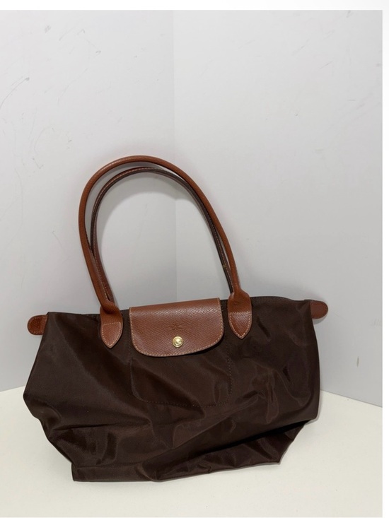 Longchamp Handbags - Longchamp Brown Tote with Tan Leather Trim